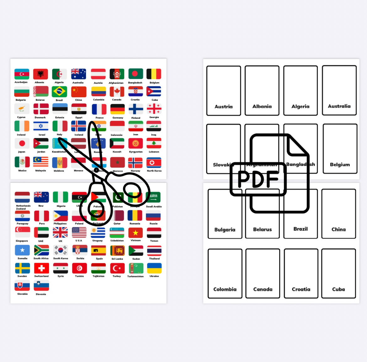 Game “Flags of the World” (90 cards)