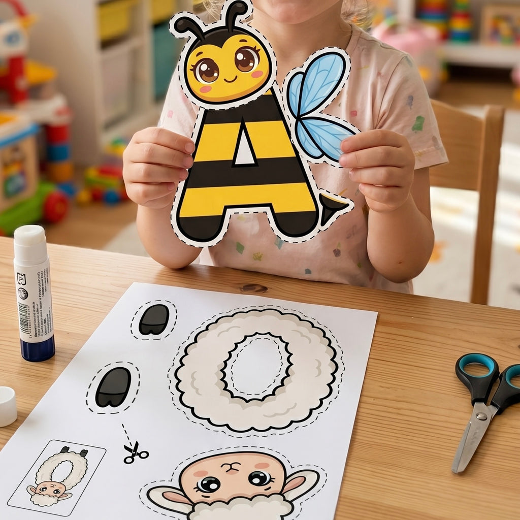 ABC Cut & Glue Animals-Portuguese(123)