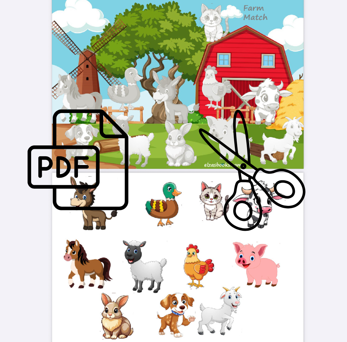 Farm Animals Match🐄🐓(045)