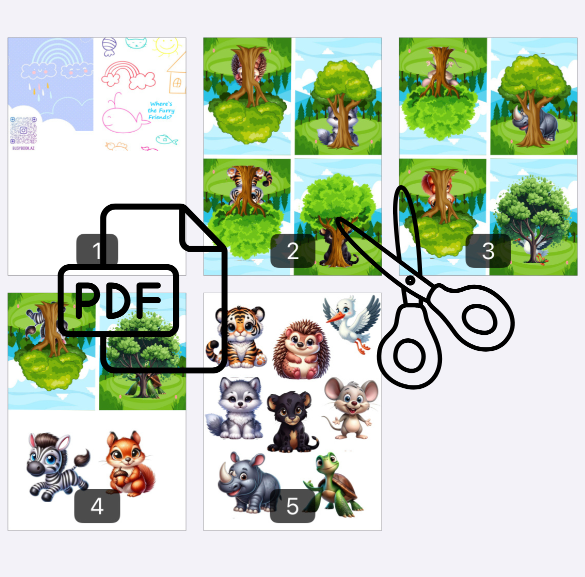 🌳 Who’s Hiding Under the Tree? 🦊🐰🐻(006)